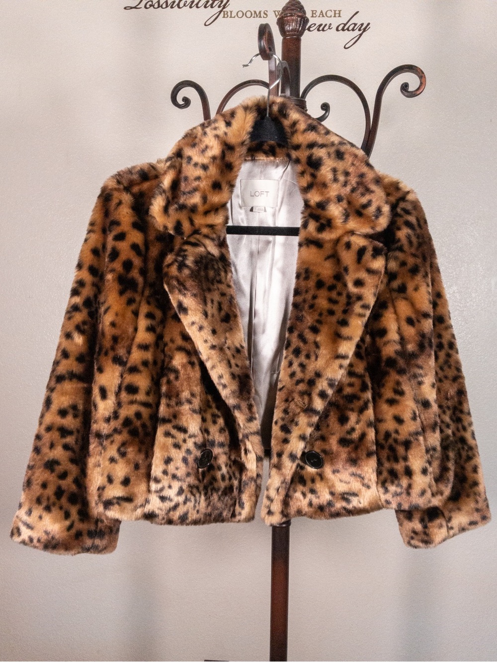 LOFT Leopard Print Faux Fur Jacket Small NWOT Animal Print Coat